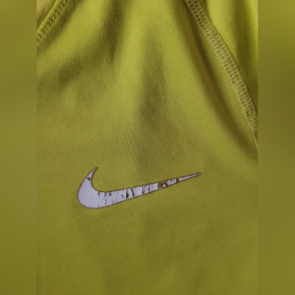 Nike Pro Combat Dri-Fit, VNeck Yellow/Lime Fitted Long Sleeve Top, Size M - Picture 5 of 5